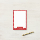White Stars Pattern on Bright Red Personalised Post-it® Notes (Op bureau)
