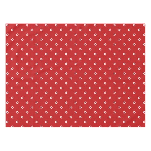 White Stars Pattern op Bright Red Tafelkleed (Voorkant (Horizontaal))