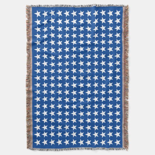 White Stars Pattern over Blue American Flag Theme Deken (Voorkant Verticaal)
