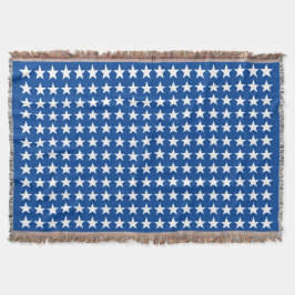 White Stars Pattern over Blue American Flag Theme Deken