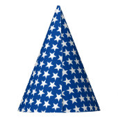 White Stars Pattern over Blue American Flag Theme Feesthoedjes (Achterkant)