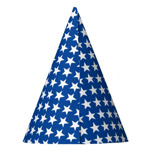 White Stars Pattern over Blue American Flag Theme Feesthoedjes (Achterkant)