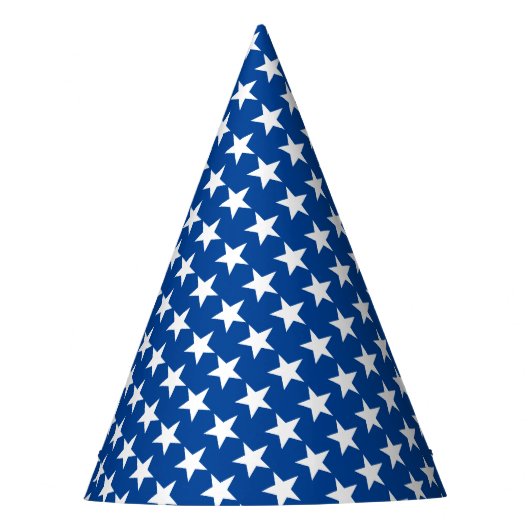 White Stars Pattern over Blue American Flag Theme Feesthoedjes (Voorkant)