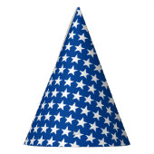 White Stars Pattern over Blue American Flag Theme Feesthoedjes (Links)