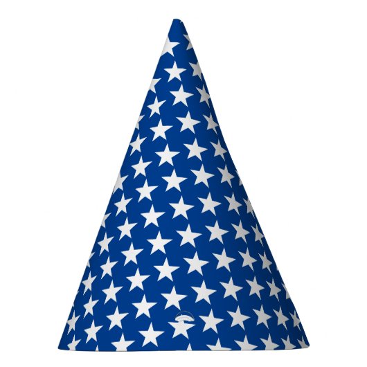 White Stars Pattern over Blue American Flag Theme Feesthoedjes (Rechts)
