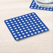 White Stars Pattern over Blue American Flag Theme Kartonnen Onderzetters (Schuin)