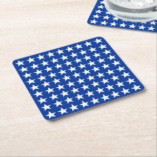 White Stars Pattern over Blue American Flag Theme Kartonnen Onderzetters