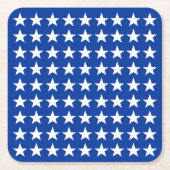 White Stars Pattern over Blue American Flag Theme Kartonnen Onderzetters (Voorkant)