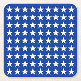 White Stars Pattern over Blue American Flag Theme Kartonnen Onderzetters