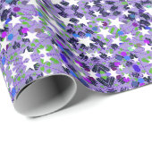 White Stars Purple Bold Modern Fun Event Cadeaupapier (Rol Hoek)