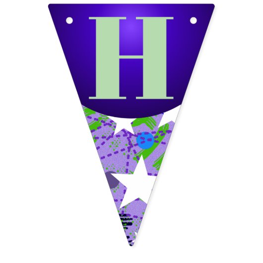 White Stars Purple Mint Green Happy Birthday Fun Vlaggetjes (Tweede vlag)