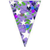 White Stars Purple Mint Green Happy Birthday Fun Vlaggetjes (Eerste vlag)