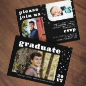 White Stars Retro Photo Afstuderen Kaart