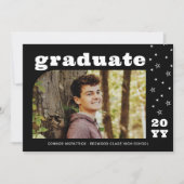 White Stars Retro Photo Afstuderen Kaart (Voorkant)