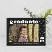 White Stars Retro Photo Afstuderen Kaart (Staand voorkant)