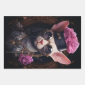 White Steampunk Cats, Roses, Decoupage Inpakpapier Vel (Voorkant 2)