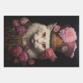 White Steampunk Cats, Roses, Decoupage Inpakpapier Vel (Voorkant)