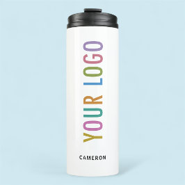 White Steel Drink Tumbler Company Logo 12 oz Thermosbeker