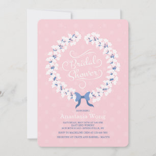 White Stephanotis Wreath Bridal Shower Invitation Kaart