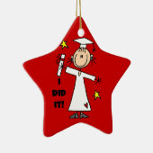 White Stick Figuur Girl Afstuderen op rood Keramisch Ornament (Rechts)