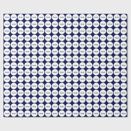 White Stippen Pattern on Navy Blue met naam Cadeaupapier (Vlak)