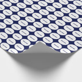 White Stippen Pattern on Navy Blue met naam Cadeaupapier (Hoek)