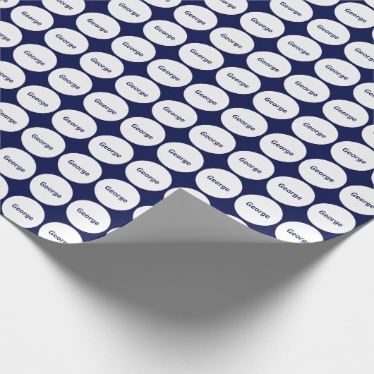 White Stippen Pattern on Navy Blue met naam Cadeaupapier (Hoek)