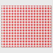 White Stippen Pattern on Red with Name Wrapping Pa Cadeaupapier (Vlak)