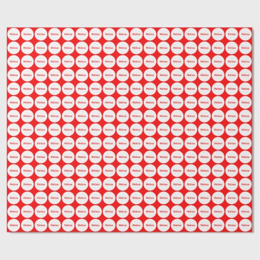 White Stippen Pattern on Red with Name Wrapping Pa Cadeaupapier (Vlak)