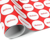 White Stippen Pattern on Red with Name Wrapping Pa Cadeaupapier (Rol Hoek)