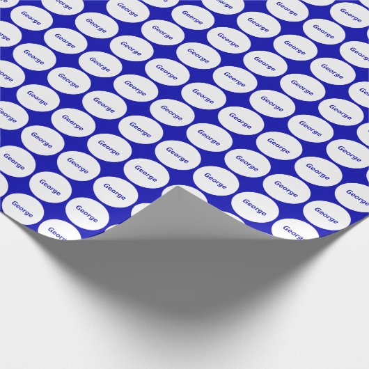 White Stippen Pattern on Royal Blue met naam Cadeaupapier (Hoek)