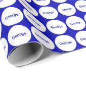 White Stippen Pattern on Royal Blue met naam Cadeaupapier (Rol Hoek)