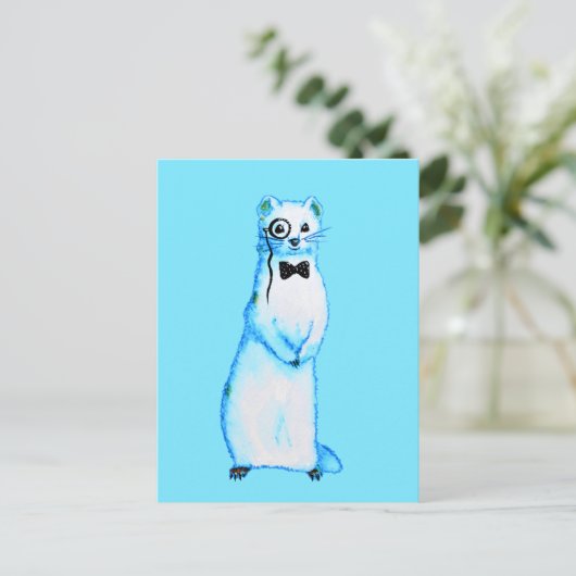 White Stoat Ermine Leuke fret Lover Art Briefkaart (Staand voorkant)