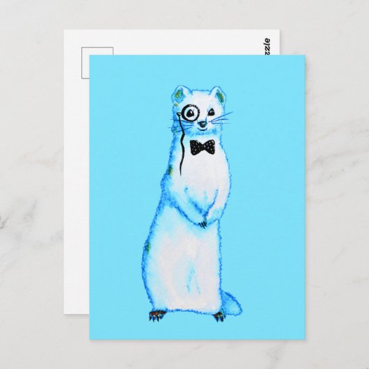 White Stoat Ermine Leuke fret Lover Art Briefkaart (Voorkant / Achterkant)