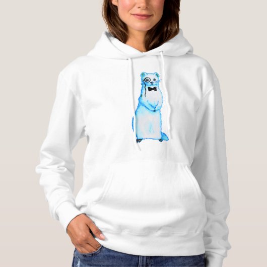 White Stoat Ermine Leuke fret Lover Art Hoodie (Voorkant)
