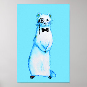 White Stoat Ermine Leuke fret Lover Art Poster