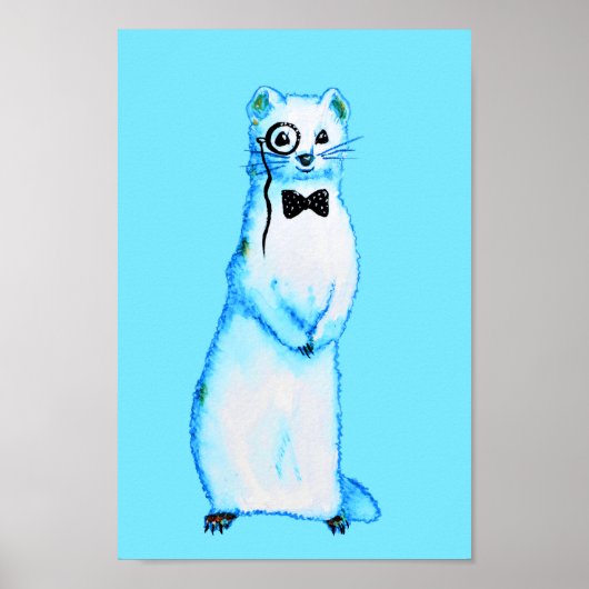 White Stoat Ermine Leuke fret Lover Art Poster (Voorkant)
