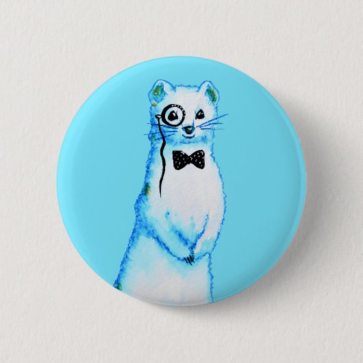 White Stoat Ermine Leuke fret Lover Art Ronde Button 5,7 Cm (Voorkant)
