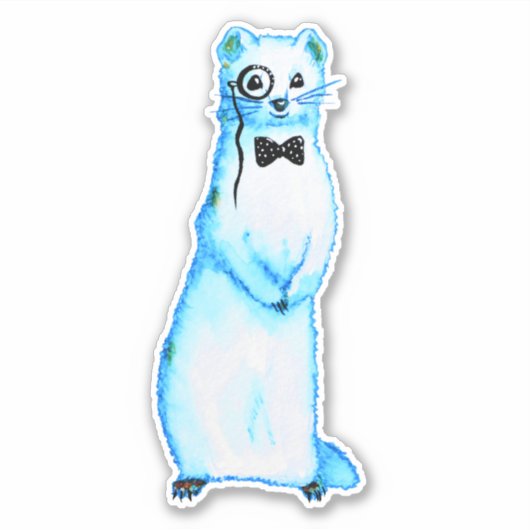 White Stoat Ermine Leuke Mustelid Ferret Lover Art Sticker (Voorkant)