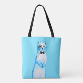 White Stoat Ermine Leuke Mustelid Ferret Lover Art Tote Bag (Achterkant)
