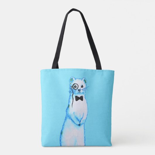 White Stoat Ermine Leuke Mustelid Ferret Lover Art Tote Bag (Achterkant)