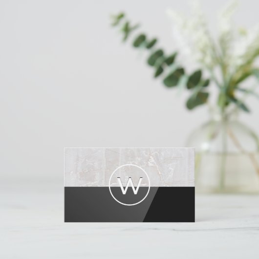 White Stone | Zwart gloss Visitekaartje (Staand voorkant)