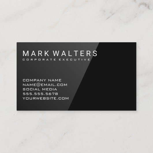 White Stone | Zwart gloss Visitekaartje (Achterkant)