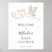 White Stork Baby shower WelkomstPoster Poster (Voorkant)