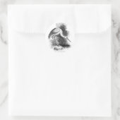 White Stork  Bird Wildlife Tekening Ronde Sticker (Tas)