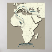 White Stork Migration Map – Minimalistische  BIR