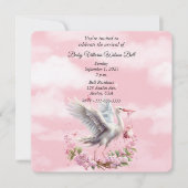 White Stork Pink Baby Girl Kaart (Voorkant)