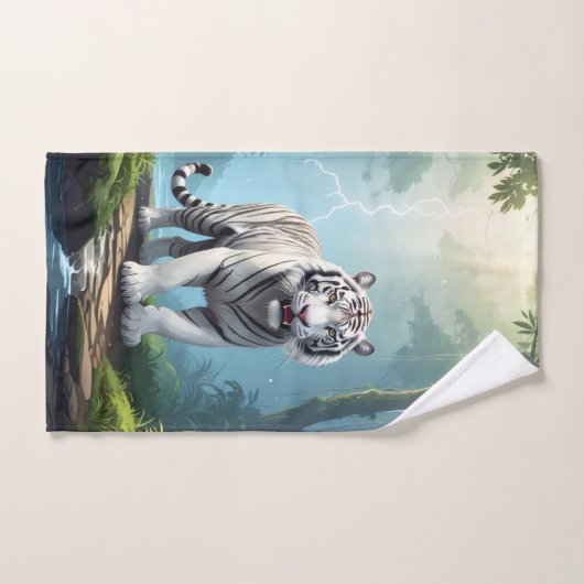 White Storm Tiger – Jungle Lightning Fantasy Mouse Bad Handdoek (Handdoek)