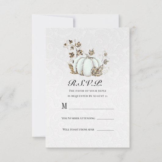 White Storybook Fairytale Pumpkin RSVP Reageer Kaart (Voorkant)