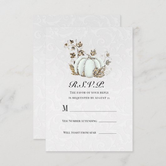 White Storybook Fairytale Pumpkin RSVP Reageer Kaart (Voorkant / Achterkant)